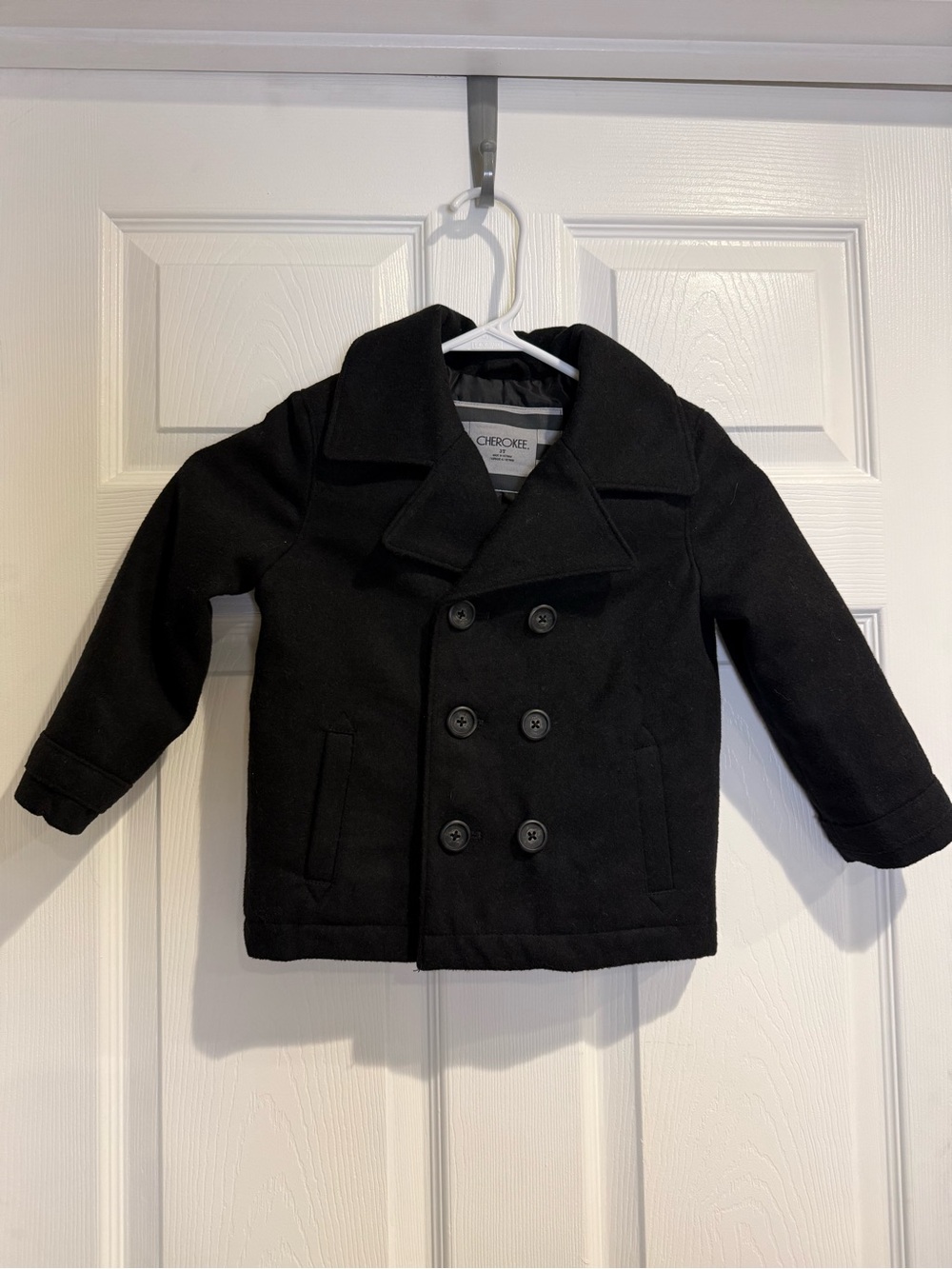 Cherokee Black Double-Breasted Kids Peacoat